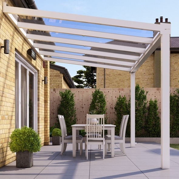 4m x 2.5m Traffic White Polycarbonate Roof Veranda