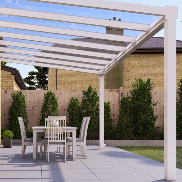 5m x 2.5m Traffic White Polycarbonate Roof Veranda 