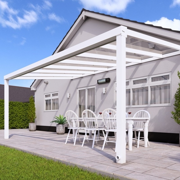 5m x 4m Traffic White Polycarbonate Roof Veranda