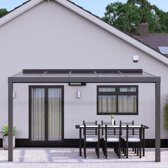 4m x 3m Anthracite Grey Polycarbonate Roof Veranda