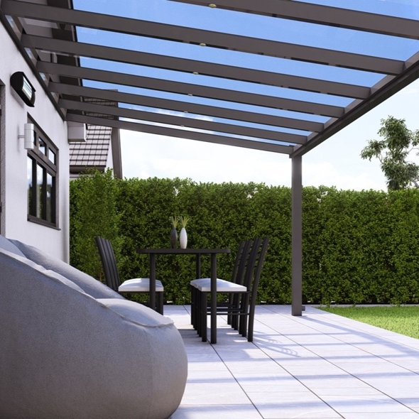 6m x 3m Anthracite Grey Polycarbonate Roof Veranda