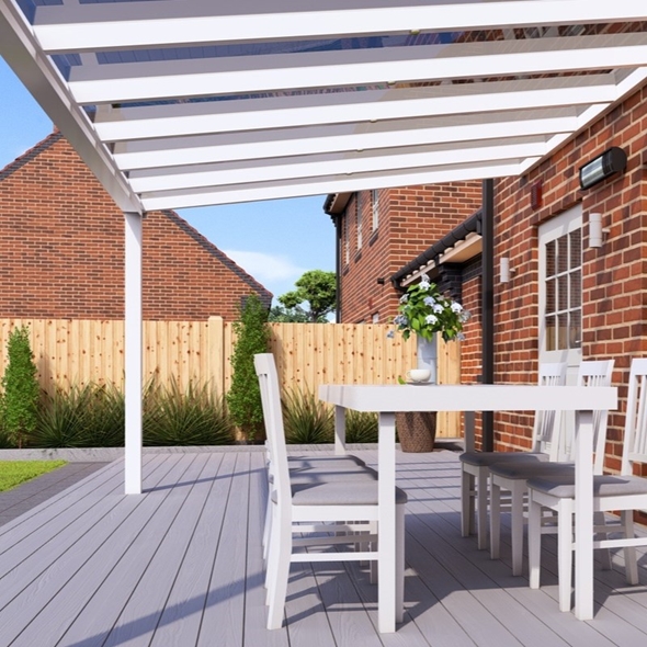 5m x 3.5m Traffic White Polycarbonate Roof Veranda