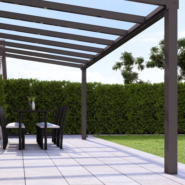 5m x 2.5m Anthracite Grey Glass Roof Veranda