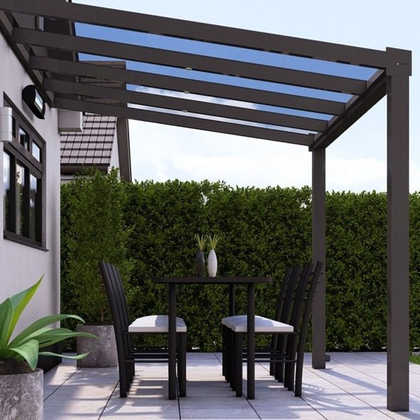 3m x 3m Anthracite Grey Glass Roof Veranda