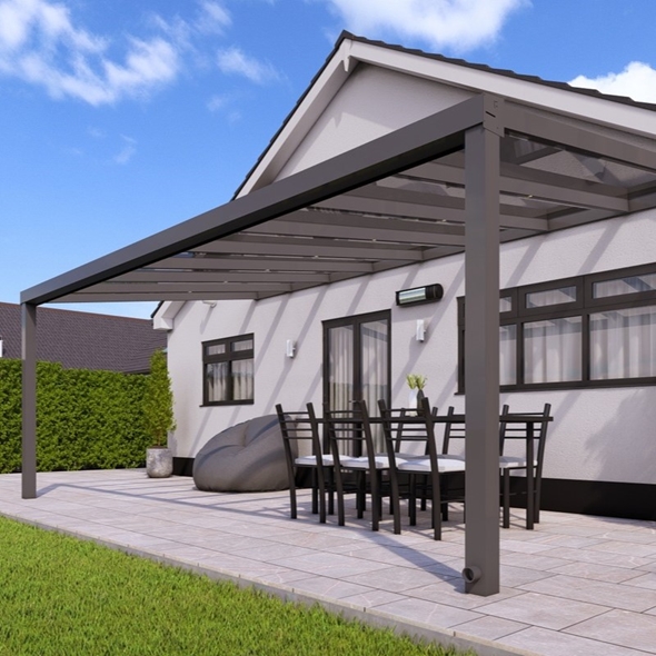 6m x 3m Anthracite Grey Polycarbonate Roof Veranda