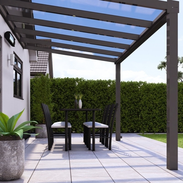 4m x 3m Anthracite Grey Polycarbonate Roof Veranda