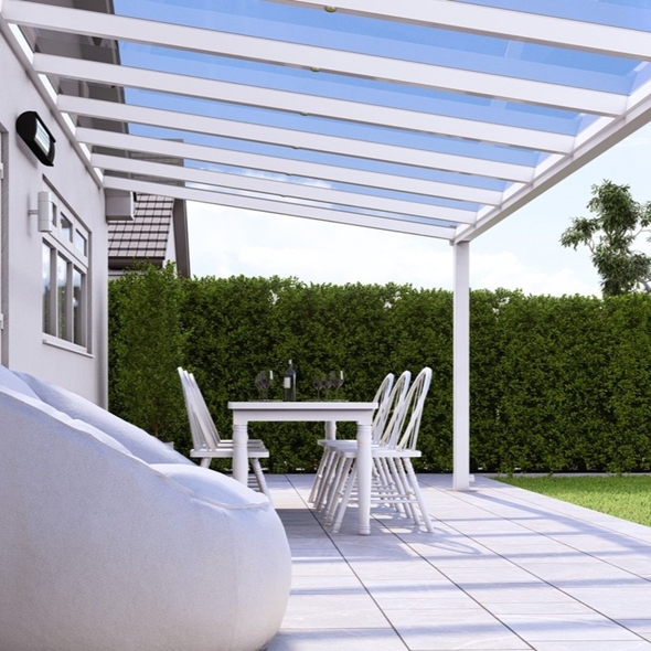 6m x 2.5m Traffic White Glass Roof Veranda