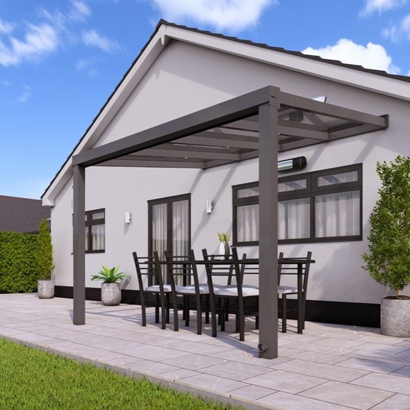 3m x 4m Anthracite Grey Polycarbonate Roof Veranda