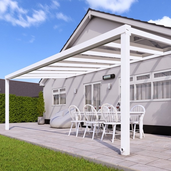 6m x 3.5m Traffic White Polycarbonate Roof Veranda