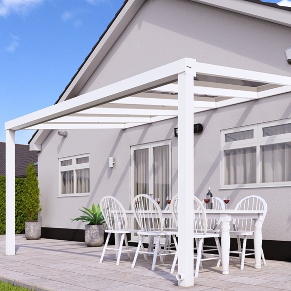 4m x 3.5m Traffic White Polycarbonate Roof Veranda