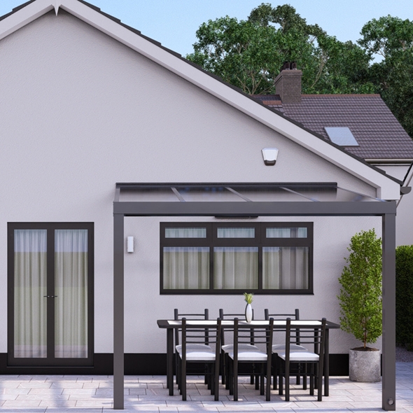 3m x 3m Anthracite Grey Glass Roof Veranda