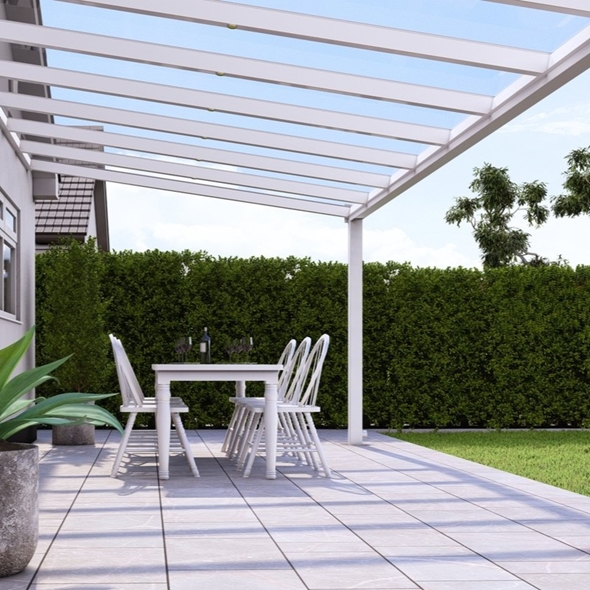 5m x 3.5m Traffic White Glass Roof Veranda