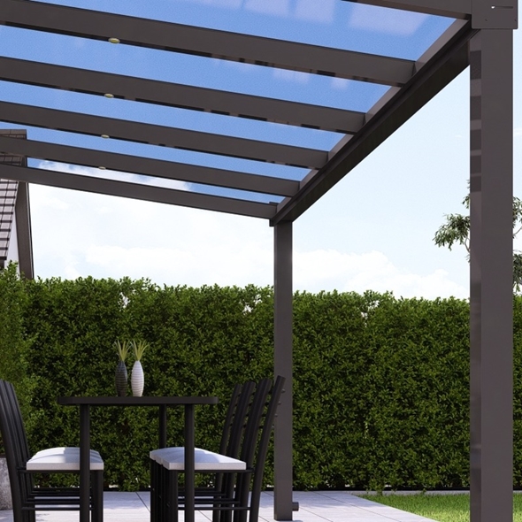 4m x 3.5m Anthracite Grey Polycarbonate Glass Veranda