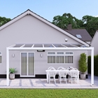 5m x 3.5m Traffic White Glass Roof Veranda